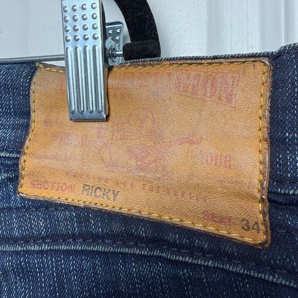 True Religion Jeans Mens 44x35 Ricky Blue Denim Made in USA Y2K *Flawed VTG - Picture 9 of 13